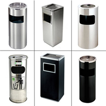 Stainless steel trash can large hotel vertical ashtray sanitary bucket lobby lobby hotel with cover public shopping mall