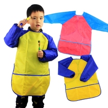 Kindergarten childrens pure color painting clothes painting anti-fouling waterproof anti-dressing art long sleeve protective cover