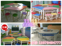 Shanghai school furniture hexagon computer table student training table ladder table art table color combination desks and chairs