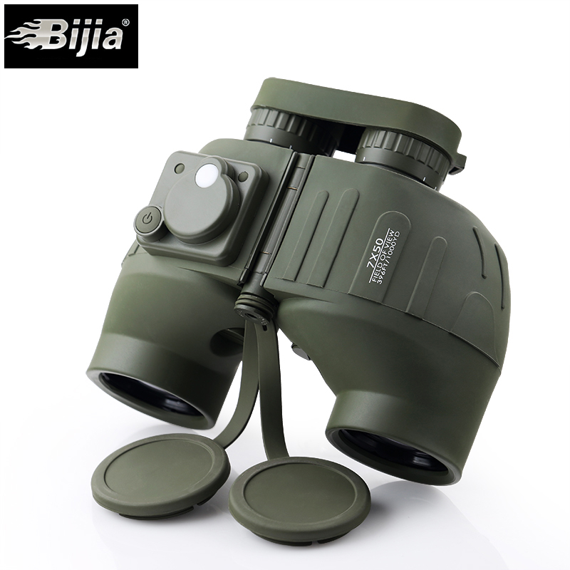 New BIJIA Binocular Telescope 7x50 Nitrogen Filled Waterproof Ranging Compass High Definition and High Power Low Light Night Vision
