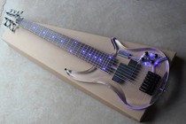 flyoung 7-string Electric Bass Head with Blue Light Body Plexiglass Acrylic Electric Bass rosewood