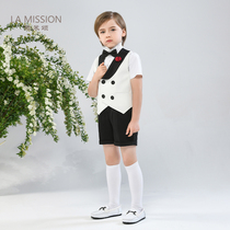 2021 summer new refreshing vest shorts boys suit flower girl dress catwalk suit children piano show