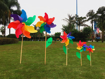 Windmill decorated toys outdoor plastic rotation of colored kindergarten children with wooden pole large coloured windmill