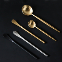 Lovely golden brushed frosted stainless steel coffee spoon teaspoon mixing honey spoon elegant afternoon tea accessories