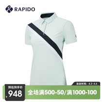 RAPIDO Thunder Bolt 2022 Summer New Pine Woman GOLF diagonal POLO Hit Color Casual Blouse