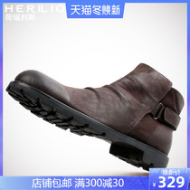 Martin Boots Boots mens British style mid-help short boots increase warm cotton shoes high-top leather shoes plus velvet leather mens shoes