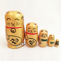 Five-layer trick cat Russian doll Valentines Day birthday gift gift exotic wooden puzzle toy