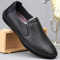 Spring and Autumn Foreign Trade Leisure Leather Shoes Leather Mens Shoes A Pedal Soft Bottom Soft Face Car Head Layer Cowhide Single Shoes Promotion