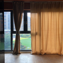  Clearance special foreign trade finished curtains solid color Western style semi-shading bedroom balcony living room office curtains Simple