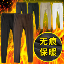 Mens abrasive Johns fever autumn and winter plus velvet padded warm pants mens elastic slim body wear bottom line pants