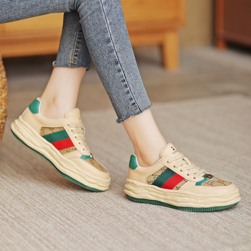 Белая обувь на платформе для отдыха, спортивная обувь, кроссовки, коллекция 2023, из натуральной кожи