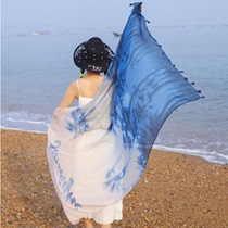 Zdyeing Scarf Pure White Cotton Hemp Silk Scarf Long shawl Lady scarf Lady Artisanal Diy Material Bag