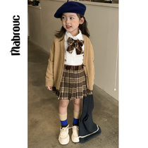 Girl set jk uniform autumn 2021 new foreign style college style shirt coat pleated skirt childrens three-piece set