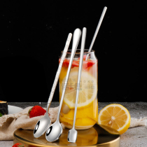 4 stainless steel coffee spoons creative Western restaurant long handle drink milk tea mixing spoon coffee spoon cute spoon