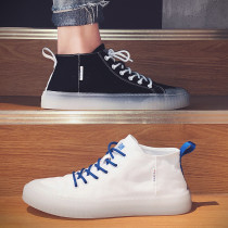 White Sail Cloth Shoes Mens Summer Breathable Mens Shoes Han Edition 100 Hitch Shoes Spring Autumn Casual Board Shoes Jelly Bottom High Helping Shoes