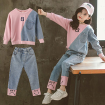 Girls Autumn Sweater suit 2021 new spring and autumn foreign-style childrens girls long sleeves Autumn Tide Sports