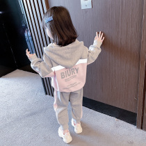  Girls  casual suit autumn 2021 new Korean version of the western style female baby jacket net red childrens sports two-piece suit