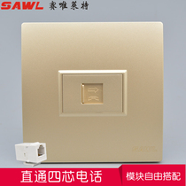 Gold through head four-core telephone socket 86 home voice fixed telephone socket concealed information Port panel