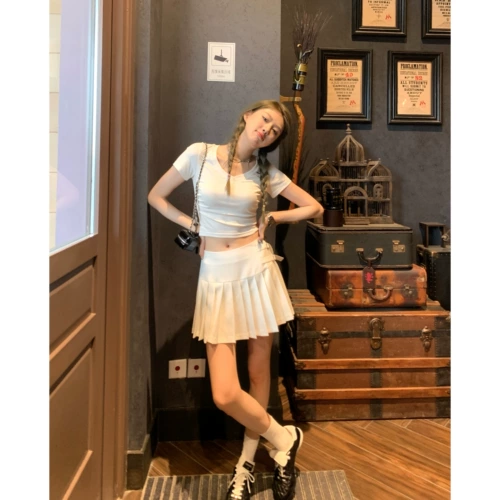 Wanantong Magic Club Плиссированная юбка (с штанами безопасности) Женский летний дизайн Sense Sense Короткая юбка