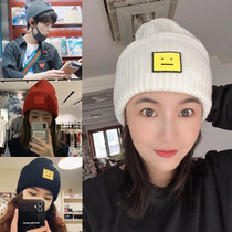 Acne Studios Square Smiley Logo Wool Knitted Couple Hat for Men and Women