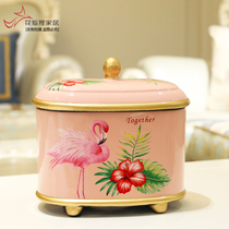 Creative ceramic jar storage jar ornament with lid Home living room coffee table candy jar home tea can decorative jar