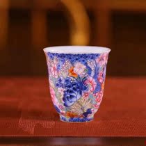 Yu Yin Kiln Yu Yin treasures blue and white plus color Wanhua fragrant cup tea cup single Cup (Hua Yixuan)