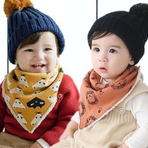 Autumn and winter New Baby thickened cotton plus velvet bib rice pocket childrens triangle scarf mouth towel warm scarf