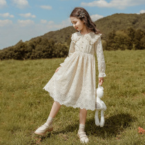  Hong Kong girls spring and Autumn dresses 2021 new fashion Korean girls lace mid-length princess skirt trend