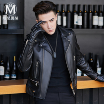 2021 New Haining leather leather mens sheep leather suit collar Korean Slim motorcycle leather jacket mens coat tide