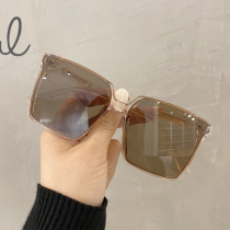 Fashion net brown sun glasses female 2021 New Tide round face UV sunglasses big face thin glasses men
