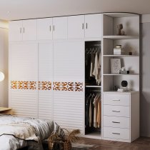 Wardrobe home bedroom hanging storage simple modern sliding door simple cabinet solid wood storage big wardrobe strong