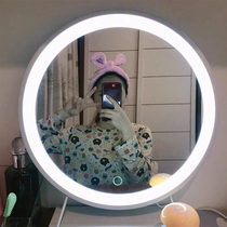 led light makeup mirror subdesktop desktop home beauty cosmetic mirror student web redness light pins large number with bulb round mirror