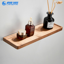 Solid wood toilet shelve shelve mirror front wall-mounted cosmetic gargling cup wash table lined with partition bathroom contained