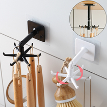 360-degree rotatable adhesive hook kitchen spatula storage wall-mounted non-perforated wall hanger strong adhesive artifact