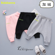 Baby large PP pure cotton plus suede pants male baby loose big fart girl boy boy down pants winter Harun pants