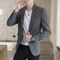 Fugui Bird Suit Mens Spring and Autumn Thousand Birds Korean version of the trend slim handsome casual single West suit jacket