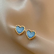 ⭐Tomy Bnrgh⭐Explosive models hit Blue Love earrings simple French retro advanced earrings female