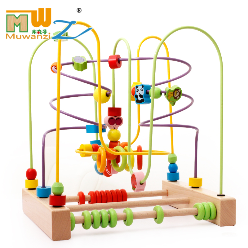 Wood balls large bead box bead-string building blocks for boys and girls to teach early intellectual toys for children aged 3-5-6