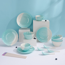(Member exclusive) Yu blue and high temperature glaze tableware 18 pieces
