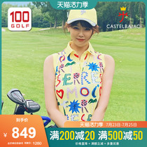 Castelbajac (C brand)Golf clothing Womens sleeveless T-shirt New art print fashion T-shirt