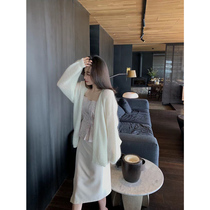 (ABOUT MIN) kid mohair light thin horse sea group sunscreen knit cardiovert lace blouse