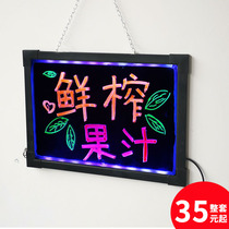led electronic fluorescent board hanging handwritten Billboard store stall hanging luminous small blackboard colorful flash screen