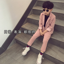 Boys suit Spring and Autumn Suit Korean version of casual handsome childrens birthday host performance Flower girl dress