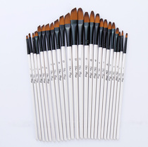  Short rod nylon hair oblique peak tongue front brush set 24 pieces Gouache watercolor pen Acrylic brush Oil painting pen
