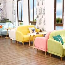 Milk tea shop Cafe clothing dessert shop table and chair combination Simple modern fresh single and double fabric card seat sofa