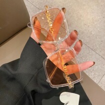  Korean version of the net celebrity with the same small fragrance letter logo large frame sunglasses womens fashion round face makeup wild sunglasses men