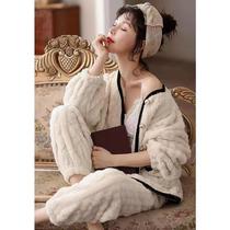 Pajamas Lady Fall Winter Winter Winter Coral Velvet Heating Heating Flnnel Household Clothes Can Wear