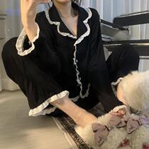 New ins sweet pajamas girls Spring and Autumn long sleeves Korean version of simple can wear trousers home clothes two-piece set