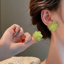 Korean fairy flower earrings womens 2021 summer new light luxury niche design sense earrings silver needle petal earrings