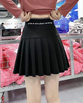 Design sense pleated skirt women 2021 autumn high waist a skirt black elastic waist slim anti-skinny skirt women